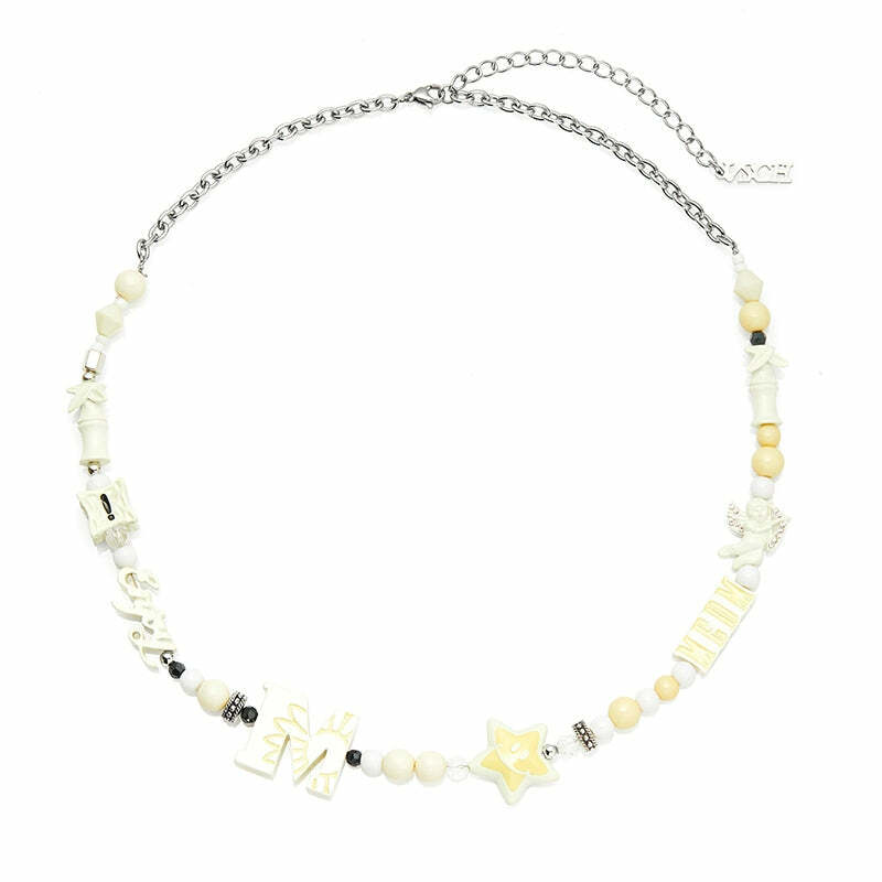 Y2K Grunge Angel Star Necklace - Retro 90s Fashion, Pastel Goth, Y2K Party & Club Outfits