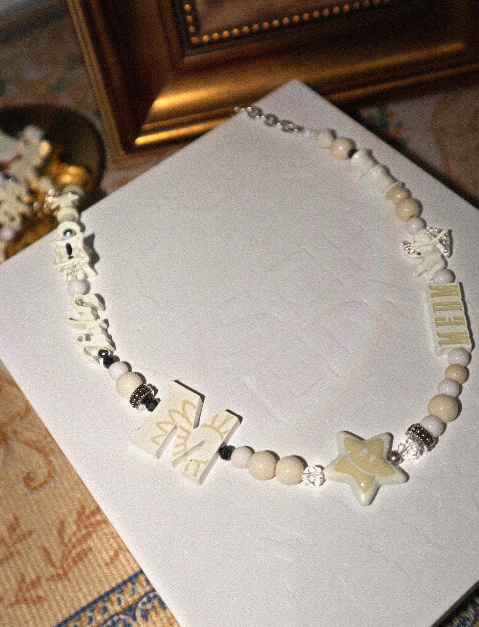 Y2K Grunge Angel Star Necklace - Retro 90s Fashion, Pastel Goth, Y2K Party & Club Outfits