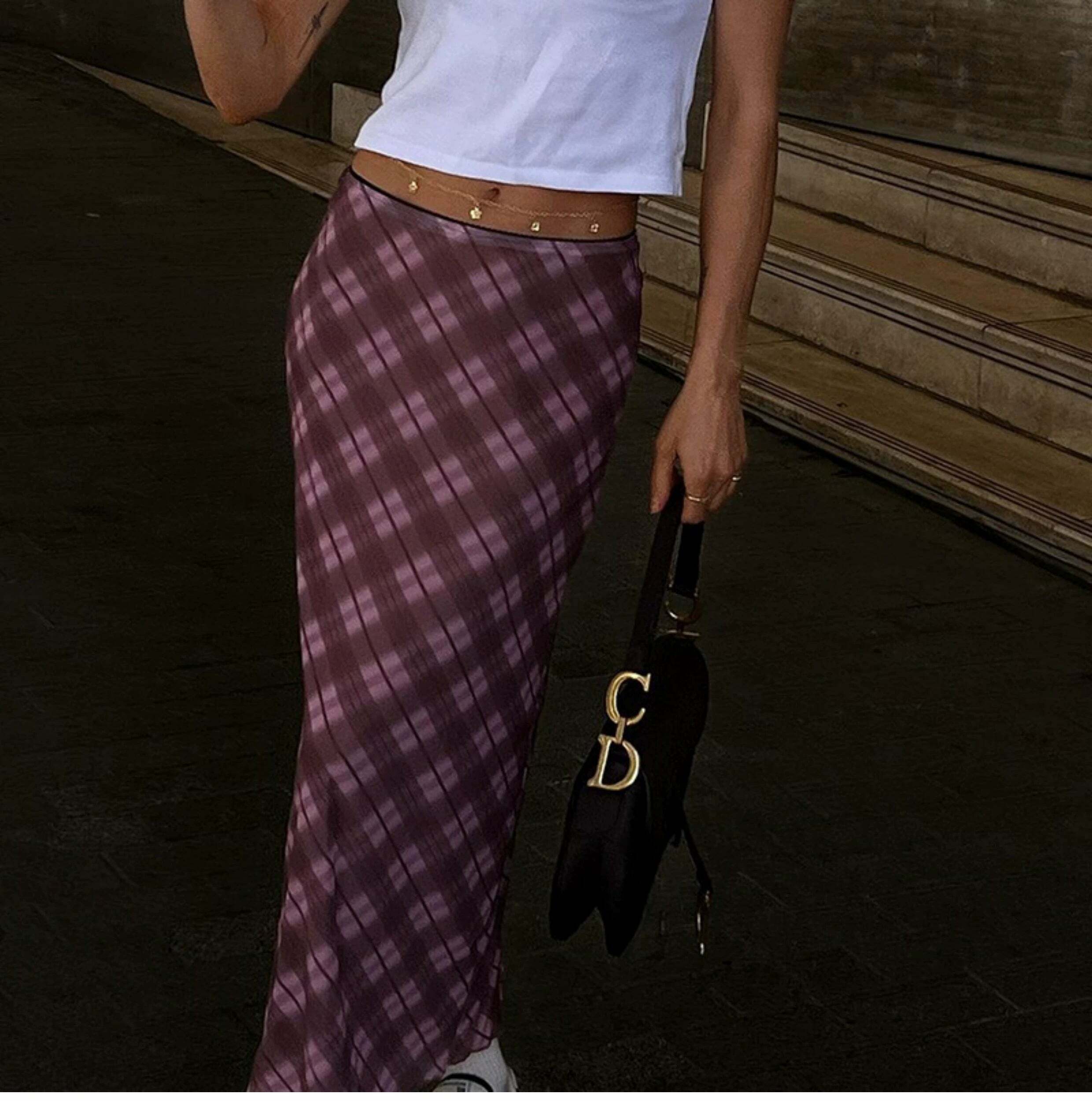 Y2K Grunge Angelic Vintage Maxi Skirt - 90s Fashion, Retro Style, Pastel Goth, Y2K Summer Outfit