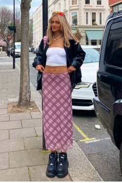 Y2K Grunge Angelic Vintage Maxi Skirt - 90s Fashion, Retro Style, Pastel Goth, Y2K Summer Outfit