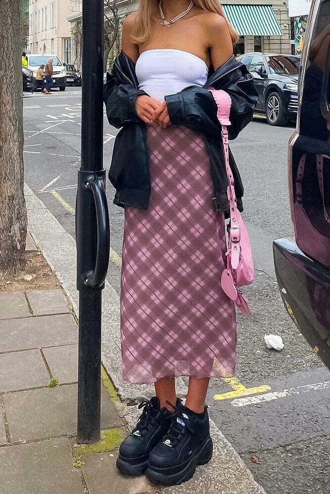 Y2K Grunge Angelic Vintage Maxi Skirt - 90s Fashion, Retro Style, Pastel Goth, Y2K Summer Outfit