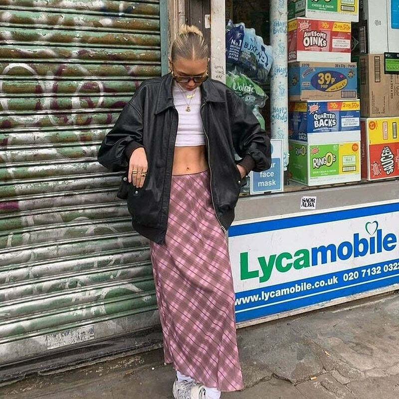 Y2K Grunge Angelic Vintage Maxi Skirt - 90s Fashion, Retro Style, Pastel Goth, Y2K Summer Outfit