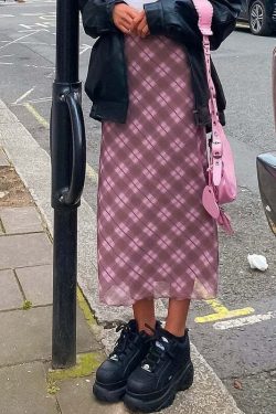 Y2K Grunge Angelic Vintage Maxi Skirt - 90s Fashion, Retro Style, Pastel Goth, Y2K Summer Outfit