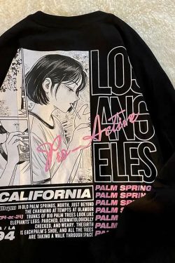 Y2K Grunge Anime eGirl Printed Sweatshirt - Retro 90s Fashion, Summer Y2K Outfits, Pastel Goth