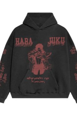 Y2K Grunge Anime Hoodie - AoT Levi | 90s Retro Summer Outfit | Y2K Fashion for Women