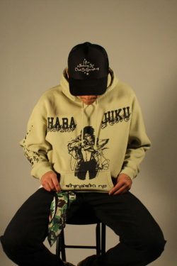 Y2K Grunge Anime Hoodie - AoT Levi | 90s Retro Summer Outfit | Y2K Fashion for Women