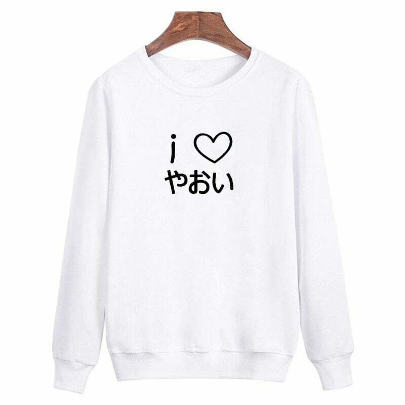 Y2K Grunge Anime I Heart Yaoi BL Manga Sweatshirt - Retro 90s Fashion, Pastel Goth Style