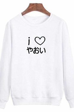 Y2K Grunge Anime I Heart Yaoi BL Manga Sweatshirt - Retro 90s Fashion, Pastel Goth Style