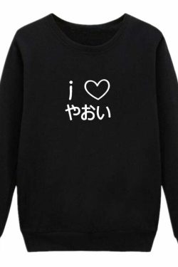 Y2K Grunge Anime I Heart Yaoi BL Manga Sweatshirt - Retro 90s Fashion, Pastel Goth Style
