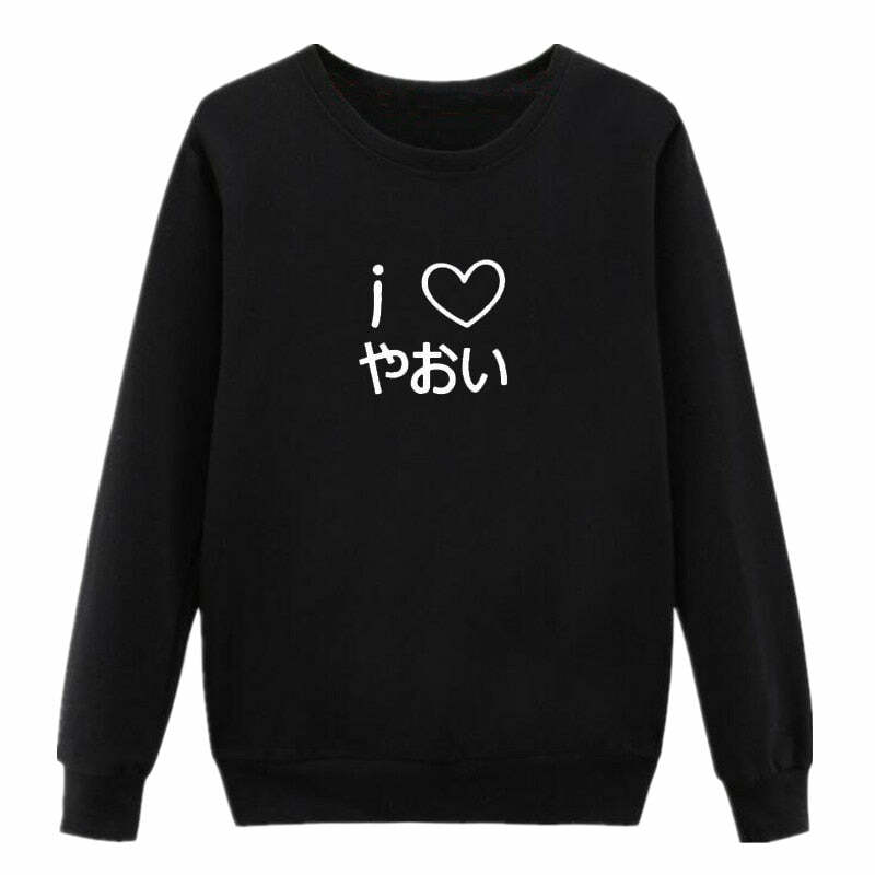 Y2K Grunge Anime I Heart Yaoi BL Manga Sweatshirt - Retro 90s Fashion, Pastel Goth Style