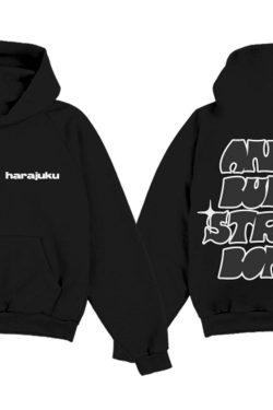 Y2K Grunge Anime Puff Print Hoodie (Black) - Retro 90s Fashion, Summer Y2K Outfits