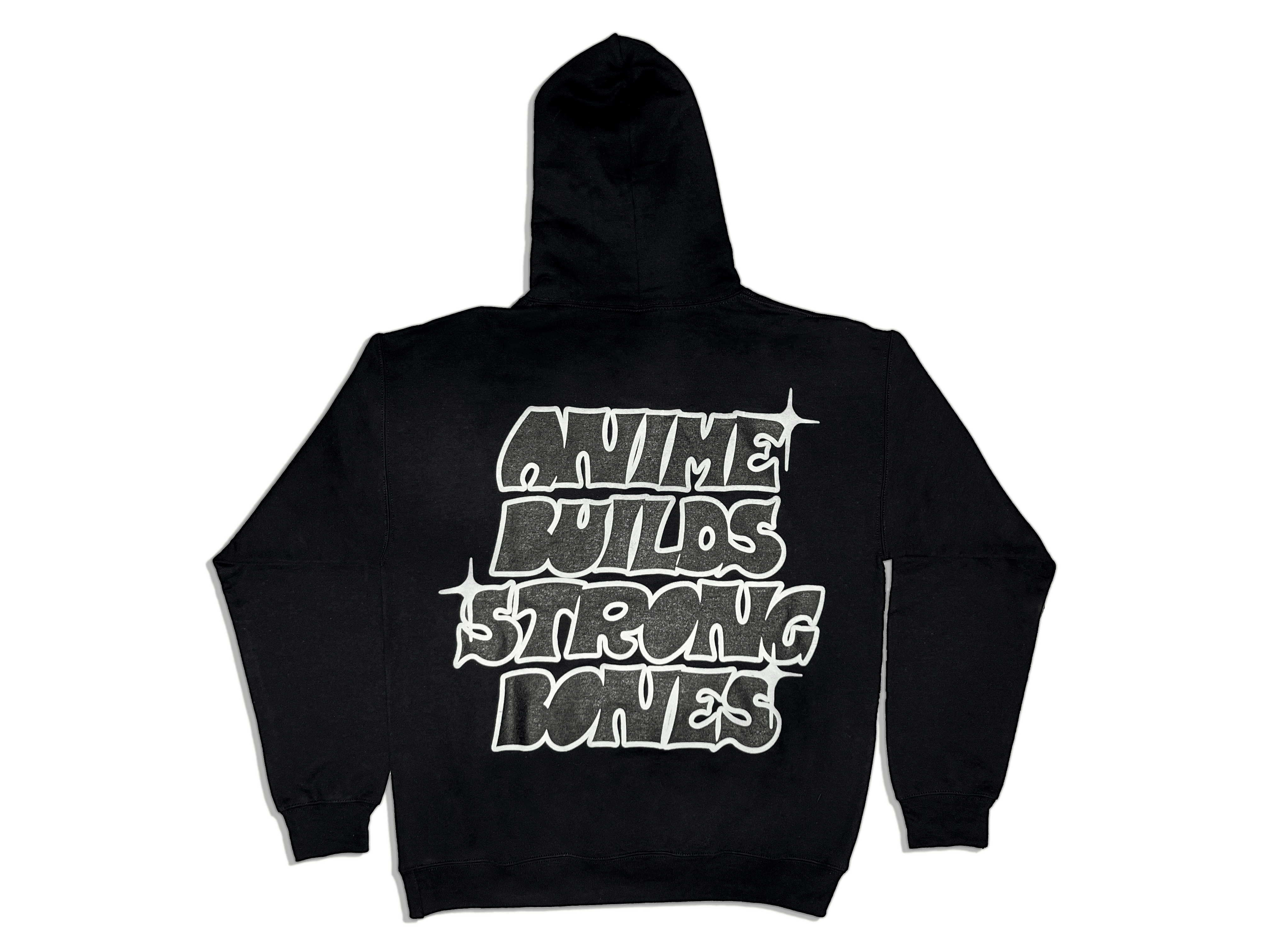 Y2K Grunge Anime Puff Print Hoodie (Black) - Retro 90s Fashion, Summer Y2K Outfits