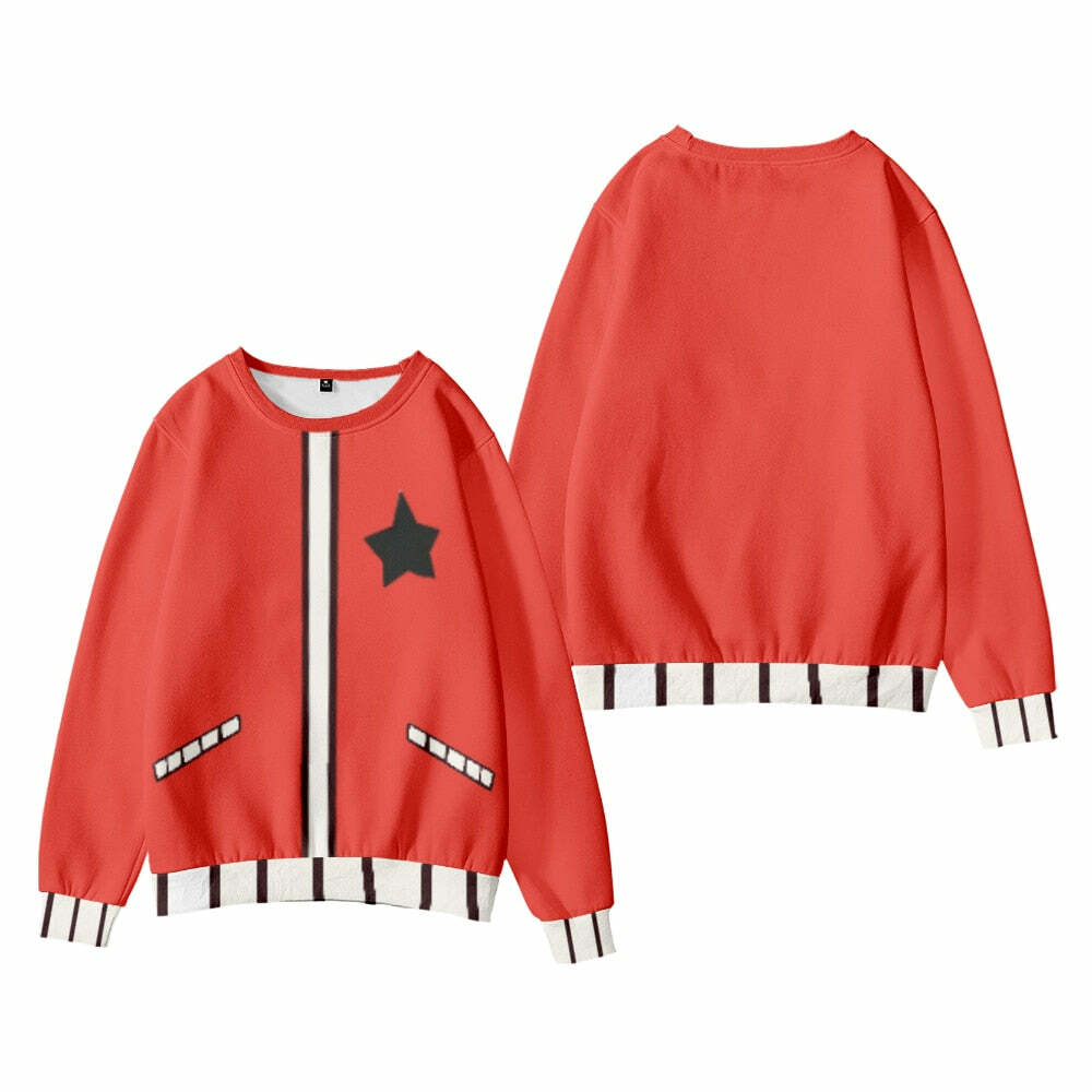Y2K Grunge Anime Sweatshirt - Retro 90s Fashion, Y2K Summer Outfits, Pastel Goth Style