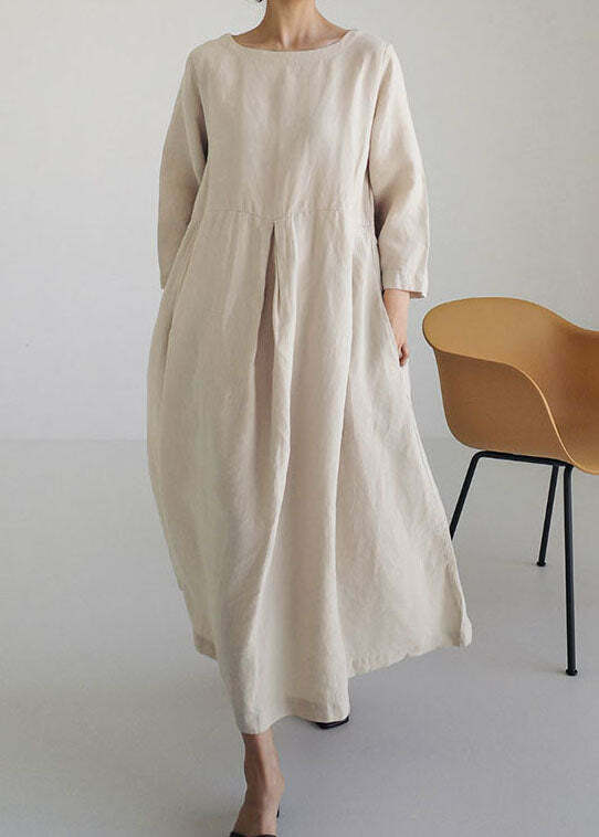 Y2K Grunge Apricot-Print Cotton Dress with Pockets - Retro 90s Summer Outfit