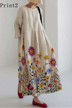 Y2K Grunge Apricot-Print Cotton Dress with Pockets - Retro 90s Summer Outfit