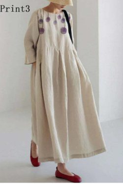 Y2K Grunge Apricot-Print Cotton Dress with Pockets - Retro 90s Summer Outfit