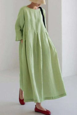 Y2K Grunge Apricot-Print Cotton Dress with Pockets - Retro 90s Summer Outfit