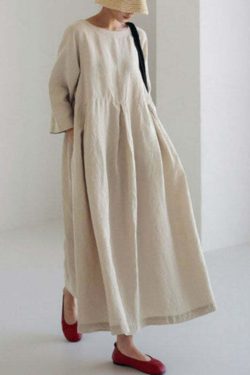 Y2K Grunge Apricot-Print Cotton Dress with Pockets - Retro 90s Summer Outfit