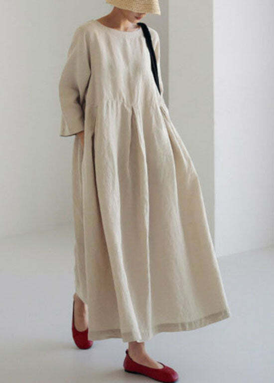 Y2K Grunge Apricot-Print Cotton Dress with Pockets - Retro 90s Summer Outfit