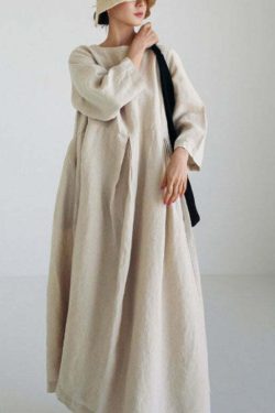Y2K Grunge Apricot-Print Cotton Dress with Pockets - Retro 90s Summer Outfit