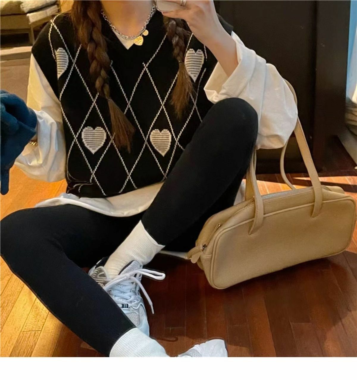 Y2K Grunge Argyle Heart Knitted Cardigan - Retro 90s Summer Outfit, Pastel Goth Style