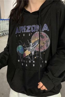 Y2K Grunge Arizona Mission to Mars Hoodie - Retro 90s Fashion, Summer Y2K Outfits