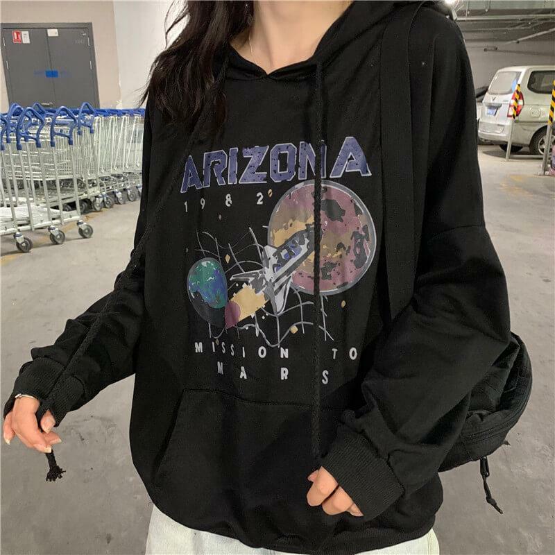 Y2K Grunge Arizona Mission to Mars Hoodie - Retro 90s Fashion, Summer Y2K Outfits