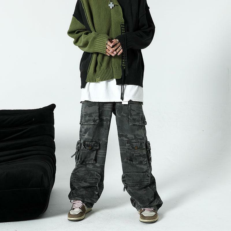 Y2K Grunge Ash Dark Spotted Camo Cargo Pants - 90s Retro Summer Outfit Essentials