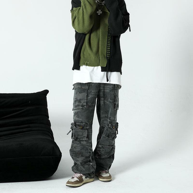Y2K Grunge Ash Dark Spotted Camo Cargo Pants - 90s Retro Summer Outfit Essentials