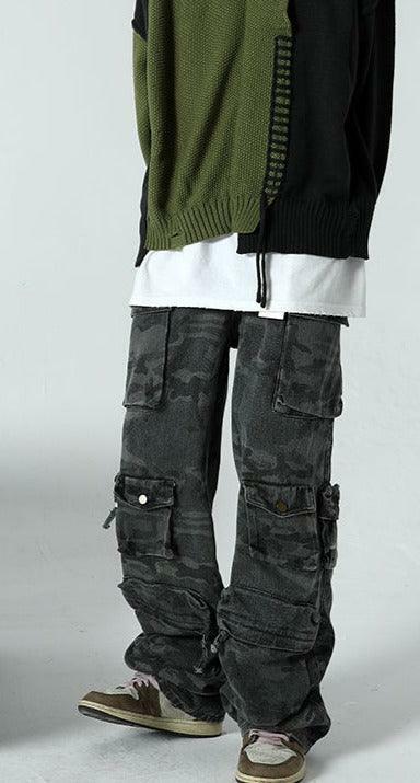 Y2K Grunge Ash Dark Spotted Camo Cargo Pants - 90s Retro Summer Outfit Essentials