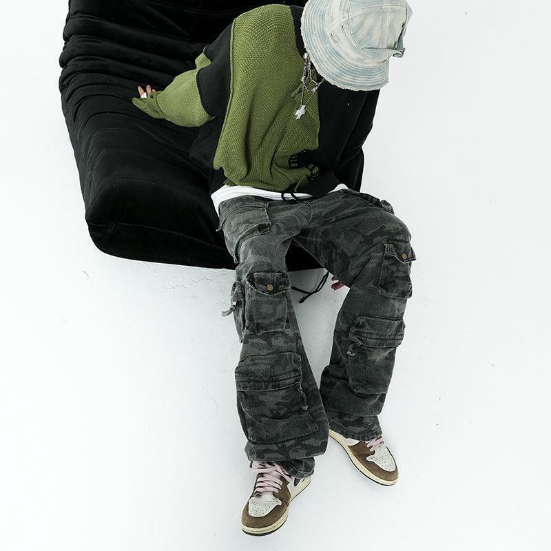 Y2K Grunge Ash Dark Spotted Camo Cargo Pants - 90s Retro Summer Outfit Essentials
