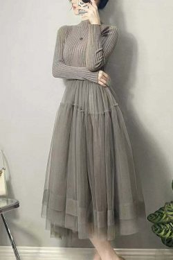 Y2K Grunge Asymmetrical Tulle Patchwork Long Dress - Retro 90s Summer Party Outfit