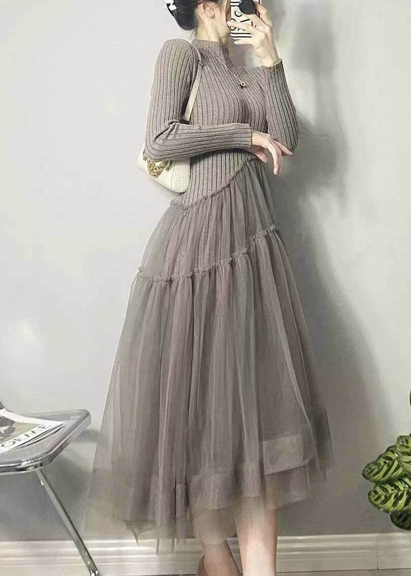 Y2K Grunge Asymmetrical Tulle Patchwork Long Dress - Retro 90s Summer Party Outfit