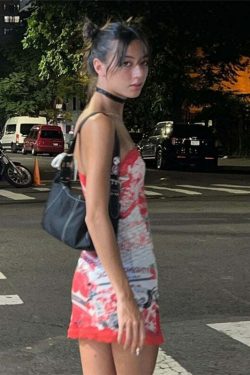 Y2K Grunge Ave Printed Mini Dress - Retro 90s Summer Outfit, Perfect for Y2K Party & Club Nights