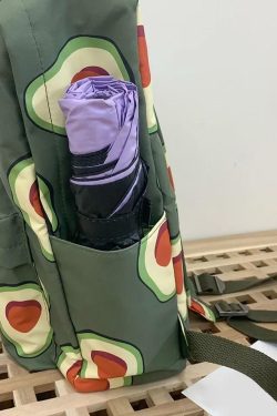 Y2K Grunge Avocados Backpack - Retro 90s Fashion, Summer Outfits, and Pastel Goth Style