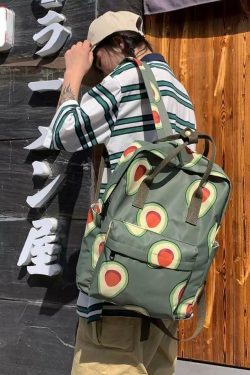 Y2K Grunge Avocados Backpack - Retro 90s Fashion, Summer Outfits, and Pastel Goth Style