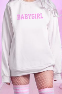 Y2K Grunge Baby Girl Crewneck Sweatshirt - Retro 90s Fashion, Summer Y2K Outfits