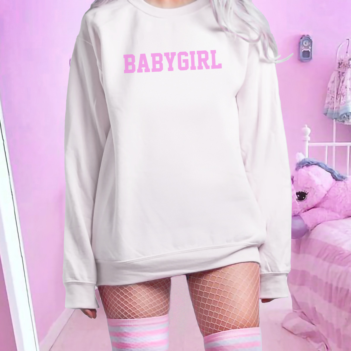 Y2K Grunge Baby Girl Crewneck Sweatshirt - Retro 90s Fashion, Summer Y2K Outfits