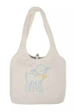Y2K Grunge Baby Lamb Tote Bag - Retro 90s Summer Outfit Essential for Y2K Fashionistas