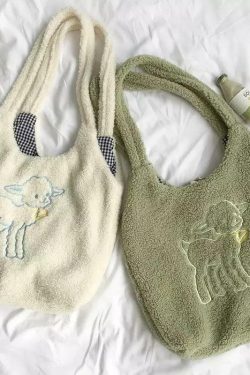 Y2K Grunge Baby Lamb Tote Bag - Retro 90s Summer Outfit Essential for Y2K Fashionistas