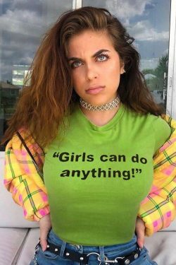 Y2K Grunge Baby Tee - Girls Can Do Anything Shirt, 90s Retro Summer Outfit, Y2K Fashion