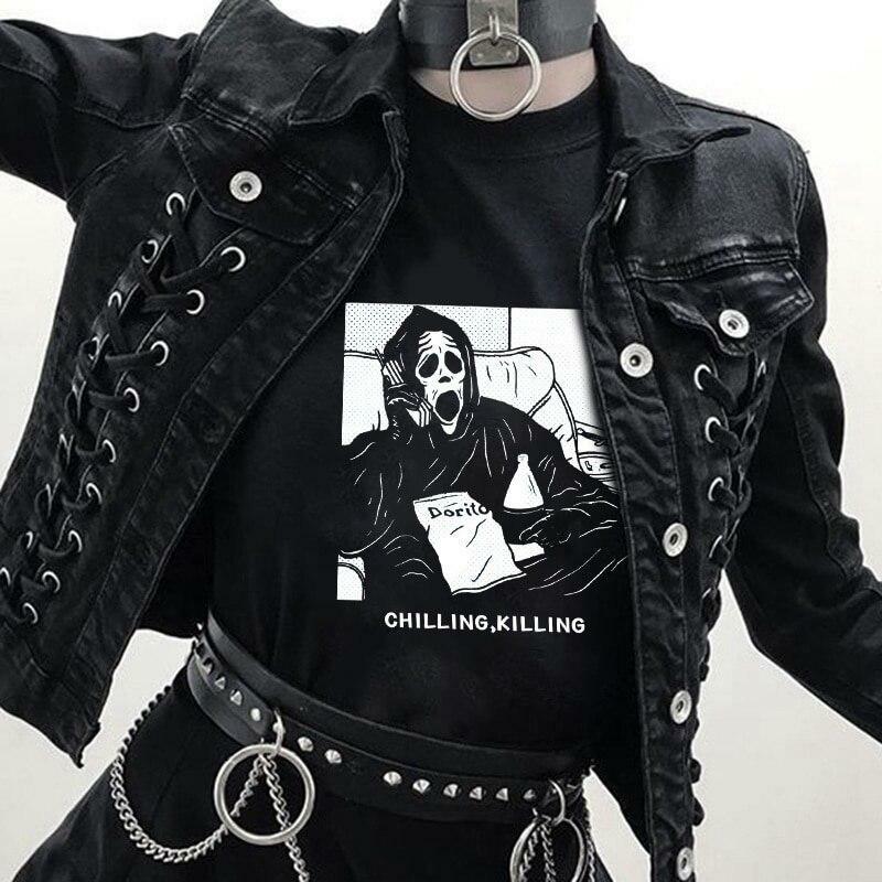 Y2K Grunge Baby Tee - Retro 90s Summer Outfit, Gothic Y2K Fashion, Pastel Goth Top