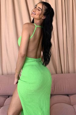 Y2K Grunge Backless Midi Dress - 90s Summer Outfit, Retro Style, Gothic Y2K Fashion