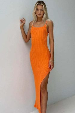 Y2K Grunge Backless Midi Dress - 90s Summer Outfit, Retro Style, Gothic Y2K Fashion
