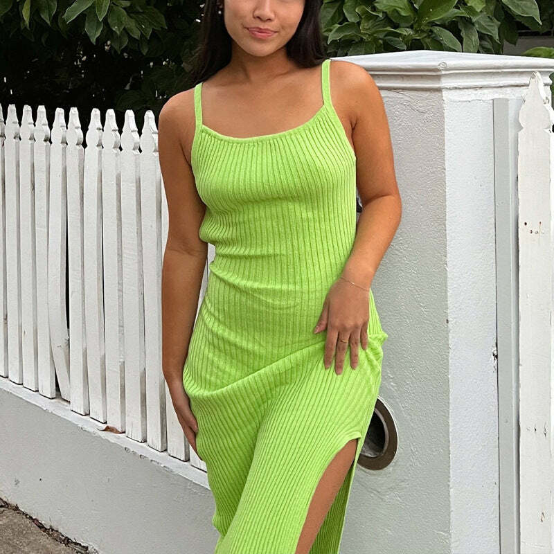 Y2K Grunge Backless Midi Dress - 90s Summer Outfit, Retro Style, Gothic Y2K Fashion