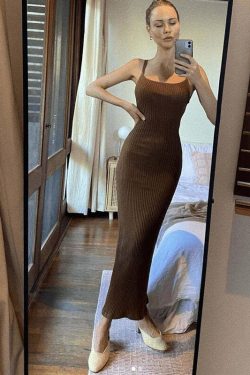 Y2K Grunge Backless Midi Dress - 90s Summer Outfit, Retro Style, Gothic Y2K Fashion