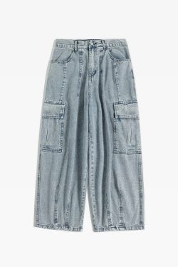 Y2K Grunge Baggy Cargo Jeans - 90s Retro Summer Outfit, Y2K Club & Party Fashion