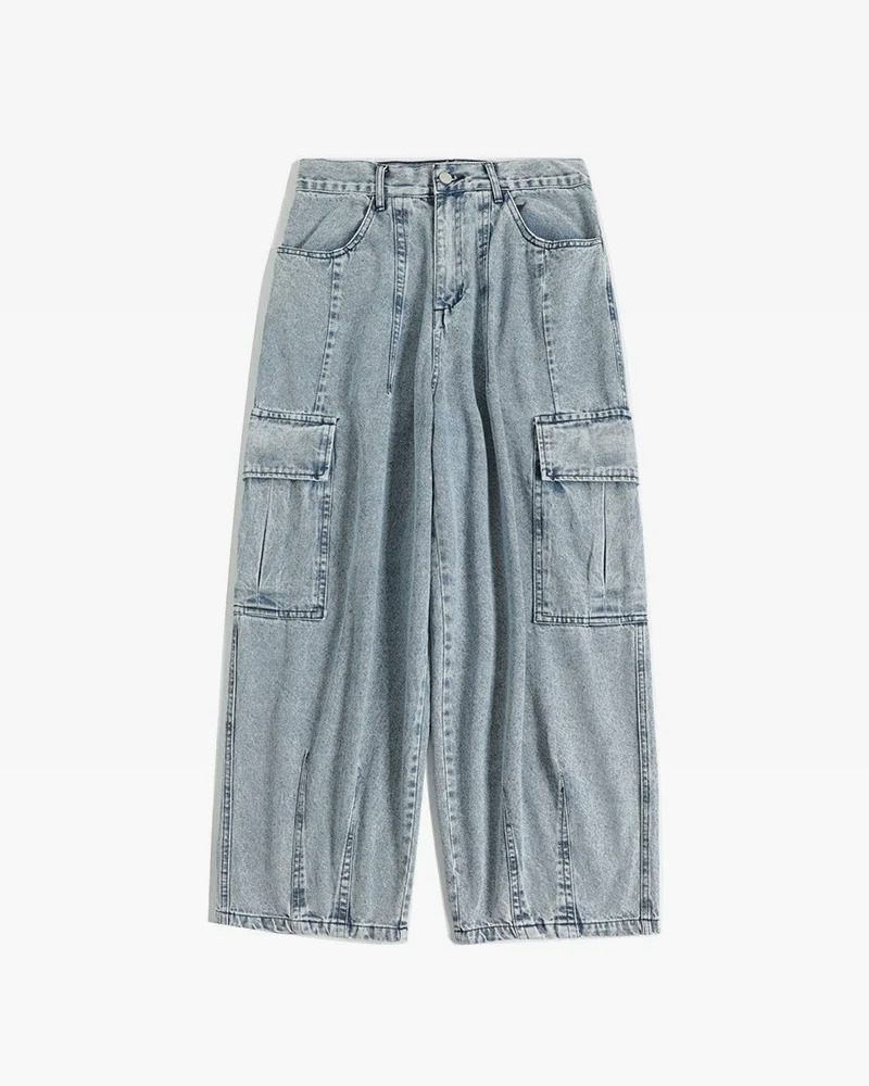 Y2K Grunge Baggy Cargo Jeans - 90s Retro Summer Outfit, Y2K Club & Party Fashion