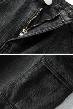 Y2K Grunge Baggy Cargo Jeans - 90s Retro Summer Outfit, Y2K Club & Party Fashion