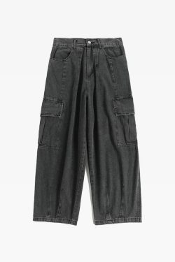 Y2K Grunge Baggy Cargo Jeans - 90s Retro Summer Outfit, Y2K Club & Party Fashion